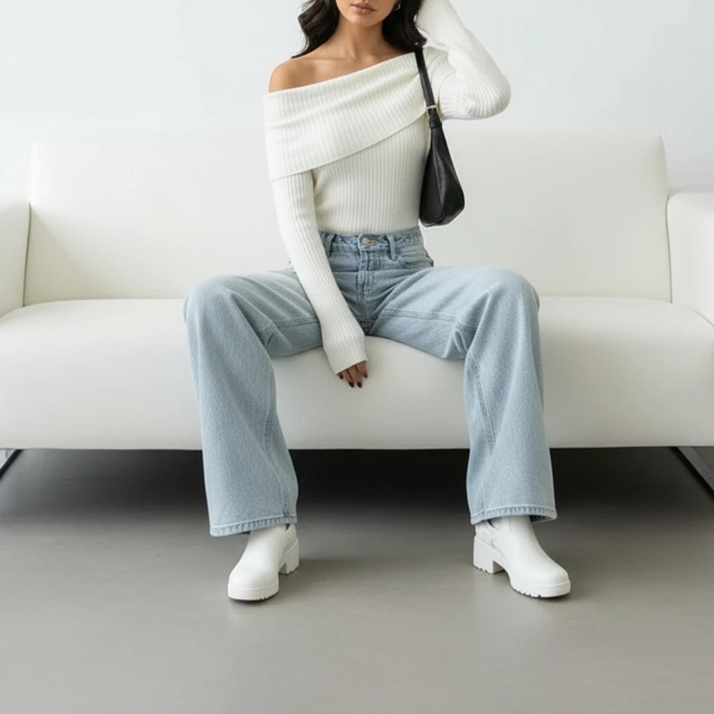 Arivah Off-Shoulder Ribbed Crop Top™