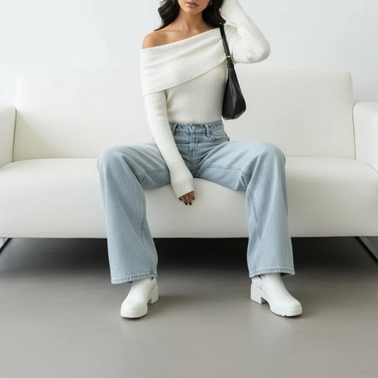 Arivah Off-Shoulder Ribbed Crop Top™