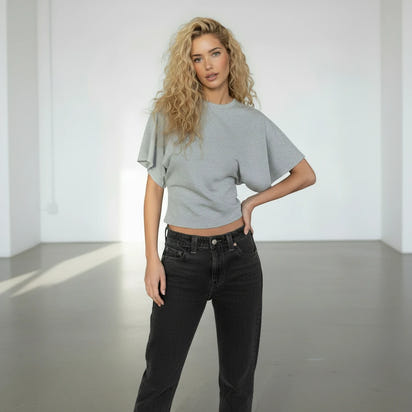 Arivah gray corset cropped T-shirt™