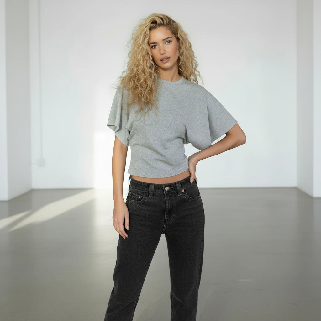 Arivah gray corset cropped T-shirt™