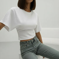 Arivah gray corset cropped T-shirt™